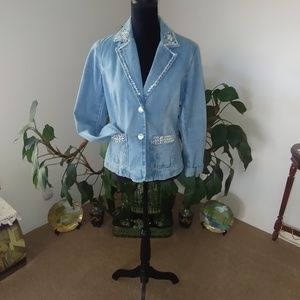 Embellished Denim Blazer